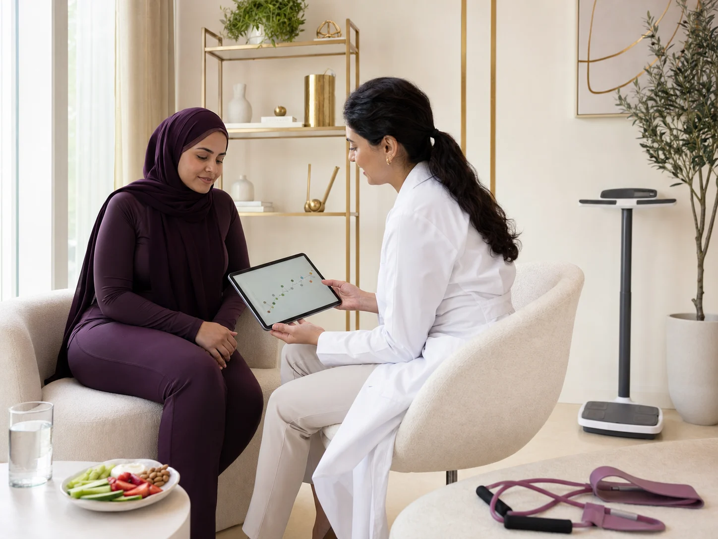 Clinician and patient discussing follow-up care together at a review appointment